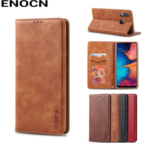 Magnetic FlipCase For Samsung Galaxy A20 Case Samsung A30 over Leather Wallet Card Slots Luxury Retro Folding Phone Case