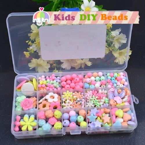 Kids DIY Colorful Acrylic Beads Craft Toys Early Educational Toys Girls Handmade Jewelry Necklace Bracelet DIY Beads Gift Box