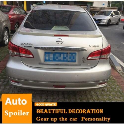 For 2007-2011 Nissan Sentra Bluebird Spoiler BlueBird 2008 2009 2010 ABS Material Car Rear Wing Primer Color Trunk Rear Spoiler