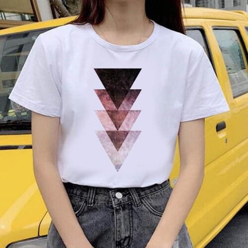 Women 90s Short Sleeve Summer TShirt New Geometric figure printed t shirt Harajuku Fashion landscape T-shirt