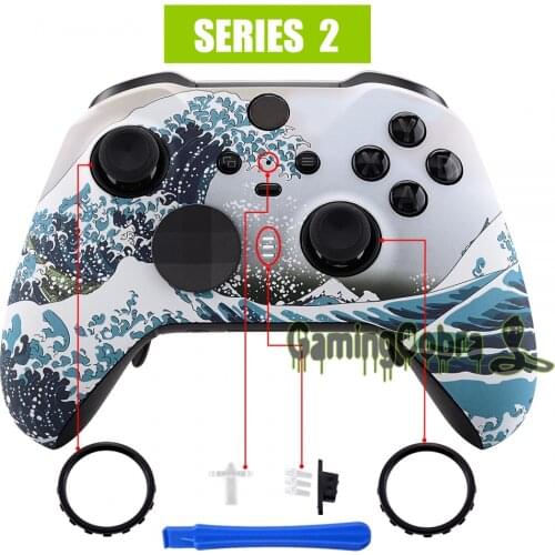 The Great Wave Soft Touch Faceplate Front Housing Shell DIY Repair Parts for XB One Elite Series 2 Controller Model 1797