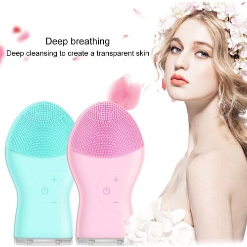 Electric Face Cleansing Brush Skin Care Waterproof Silicone Facial Cleansing Brush Sonic Vibration Deep Pore Cleansing Massage