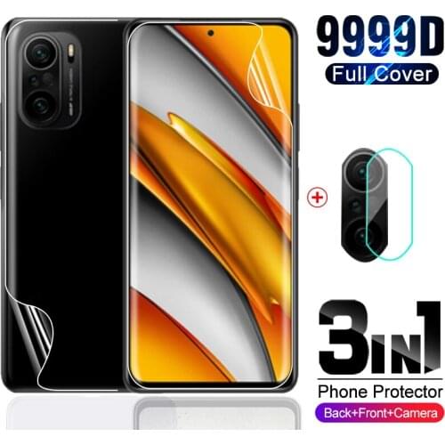 For xiomi poco f3 hydrogel film anti-scratch front back screen protect camera film not glass 6.67" for xiaomi poco f3 f 3 pocof3