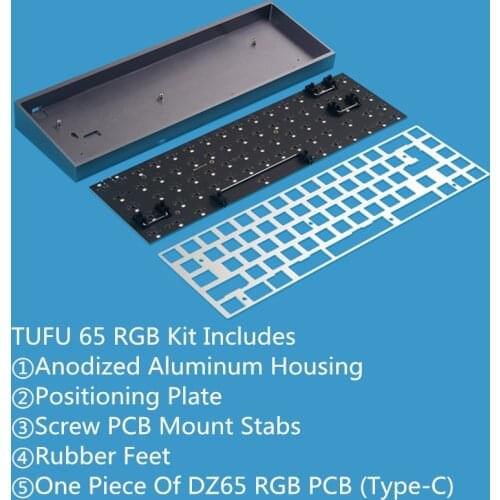 RGB TOFU65 DIY Kit Hot Swap PCB Anodized Aluminum Case DZ65 RGB For 68 Mechanical Keyboard DIY Kit From KBDFANS TOFU 65