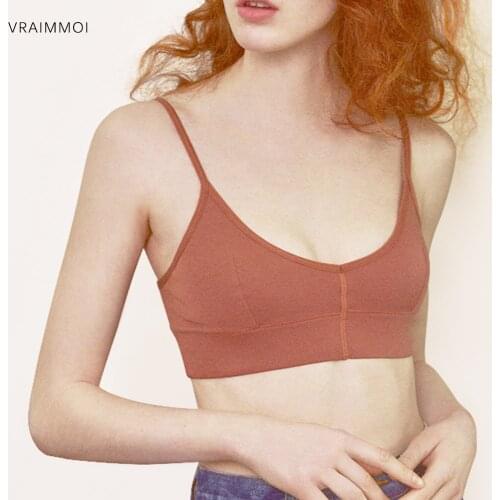 Women Cotton Tank Top Streetwear Push Up Cropped Tops For Girl Lounge Solid Color Casual Sexy Lingerie Wire Free Camisole Street