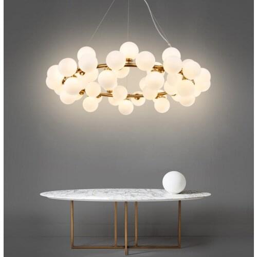 Moden Glass Ball Led Pendant Lamp Black Gold Metal Led Pendant Lamp Living Dining Room Decor Hanging Light Suspension Luminaire