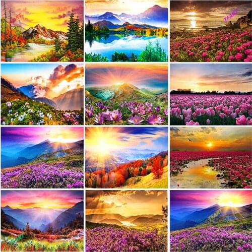 Full Square Round Drill 5D DIY Diamond Painting Flower Scenery Diamond Embroidery Sunset Cross Stitch Kits Mosaic Home Decor
