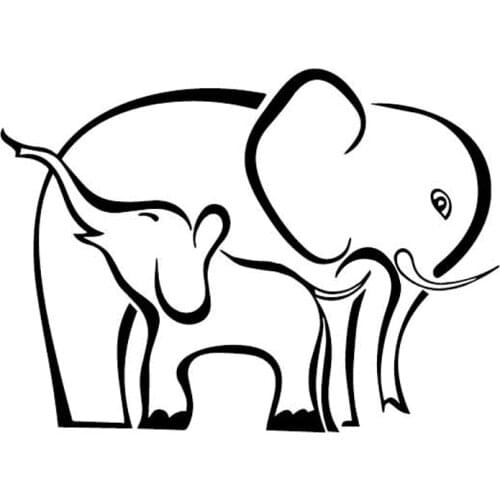 Car Stickers Elephant Animal Cartoon PVC Car Decoration Accessories Decals Creative Waterproof Sunscreen Black/white,16cm*12cm