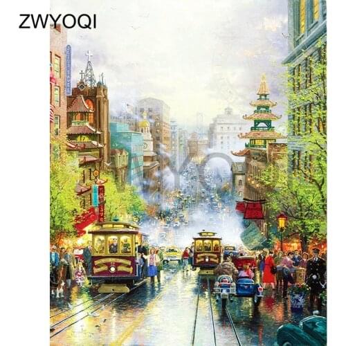 Full Round Diamond painting Cross stitch view of the city DIY Diamond mosaic Full Square Diamond embroidery the view of the city