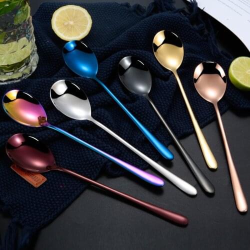 Portable Flatware Colored Dinner Spoon Stainless Steel Spoon Set in Cutlery Case