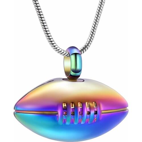 Rugby Cremation Jewelry For Men Stainless Steel Sport Keepsake Pendant Memorial Urn Neklace Hold Ashes