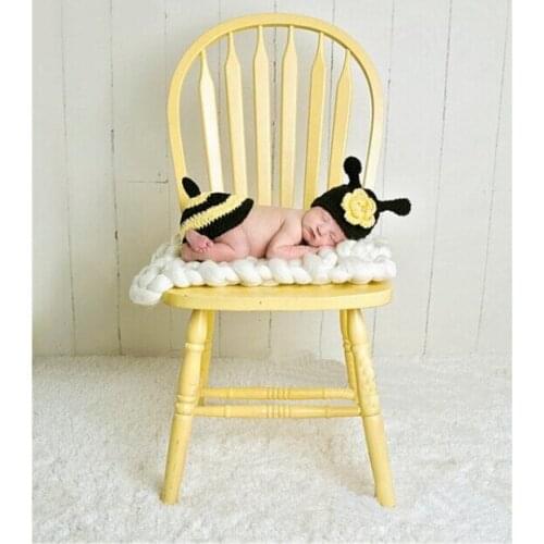 Cartoon newborn bees hat , new baby girls flower hat with Cover baby Sets newborn crochet Photography Prop size:0-1m,3-4m