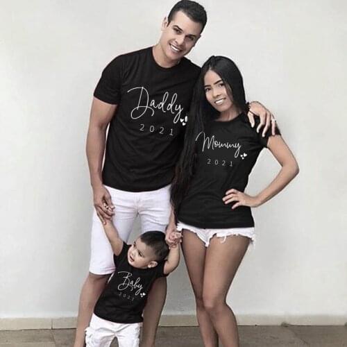Family look T-shirts DADDY MOMMY and BABY lovely 2021 clothes mother and daughter clothes father mother Family matching clothes