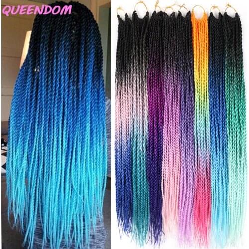 Ombre Senegalese Twist Hair Crochet Braids for Women 24 " 20 Roots/pack Afro Colorful Synthetic Braiding Hair Extensions Pink