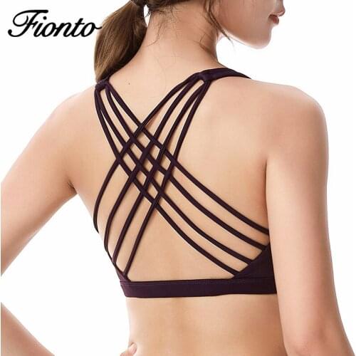 Fitness Sports Bra for Women Push Up Solid Cross Back Yoga Running Gym Training Workout Femme Padded Underwear Crop Tops Female