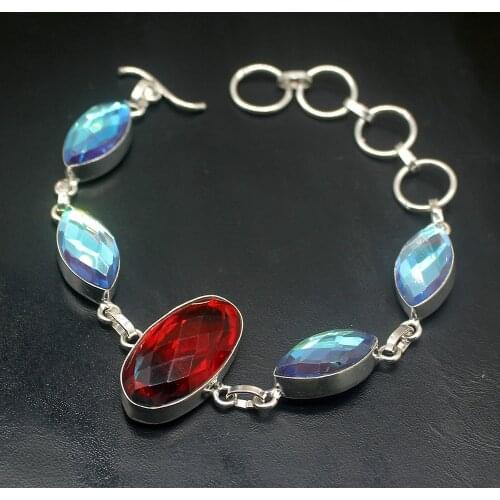 Glowing Fashion MysticTopaz Dichroic Glass Charms Links Bracelets For Women 8.75 inch HD690