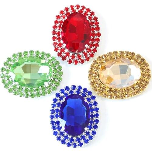3.5x4.5cm High-Quality Oval Sew On Rhinestones Applique Crystal AB Flatback Sew On Rhinestones For Wedding Dress B0025