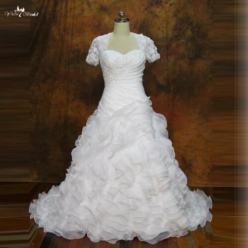RSW265 Detachable Skirt Wedding Dress Organza Ruffles Skirt With Jacket