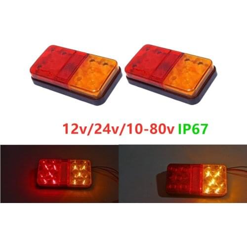 2X 12V 24V 10-80v LED Tail Light Taillight Turn Signal Indicator Stop Lamp Rear Brake Light for Car Truck Trailer Caravan lorry