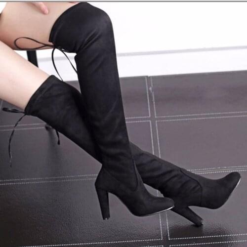 Over The Knee Boots For Women Suede Womens Elegant High Heels Ladies Autumn Sexy Pumps Female Long Boot Woman Shoes Big Size