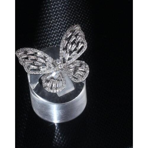Women Ring Luxury Shiny Cubic Zirconia Butterfly Ring Adjustable Romantic Wedding Party Ring Gift for Girlfriend