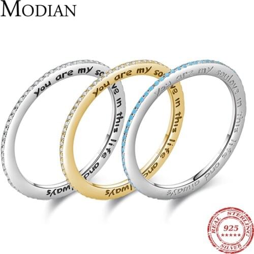 Modian 2021 New Real 925 Sterling Silver Trendy Stackable Turquoise Engrave Letters Elegant Finger Ring For Women Fine Jewelry