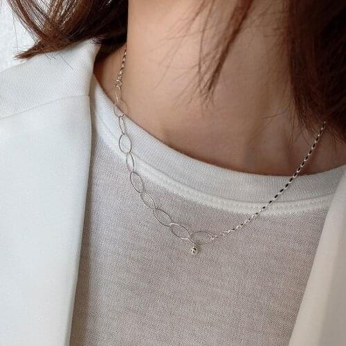 Amaiyllis 925 Sterling Silver Minimalist Olive Bead Clavicle Necklace Silver 925 Long Necklace For Women Party Jewelry Gift