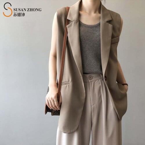 Women Vest Suit Female Waistcoat 2021 Spring New Elegant Office Minimalist Loose Straight V-Neck Single-Breasted Buttons Pocket