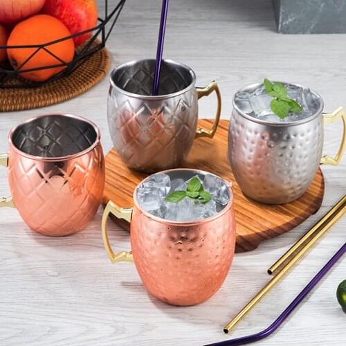 1Pcs 60/550ml Hammered Copper Plated Moscow Mule Mug Beer Cup Coffee Milk Cup Mug Copper Plated Home Kitchen Decor