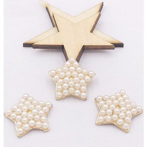 10Pcs/lot Pearl MetalStar Flatback bead For Wedding Embellishment Jewelry Craft