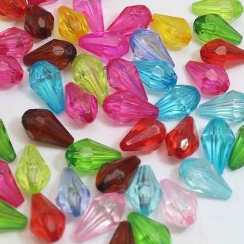 100 Mixed Colour Transparent Acrylic Faceted Teardrop Beads 8X13mm Jewelry Make