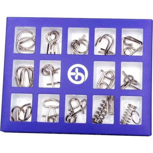 15 pcs/Set 3D Metal Puzzle Wire IQ Mind Brain Teaser Puzzle Games for Children over 6 Years Old Adult Anti-stress Toys Gift