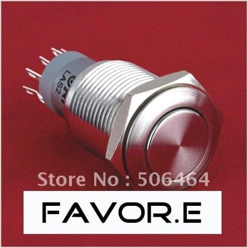16mm IP67 3A/250VAC 1NO 1NC Momentary metal Push Button Switch Flat round