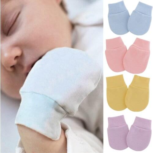 2 Pair/Set Cute Baby Knitting Mitten Newborn Solid Cotton Hand Anti-Grab Face Protect Glove Boys Girls Mittens for New Born