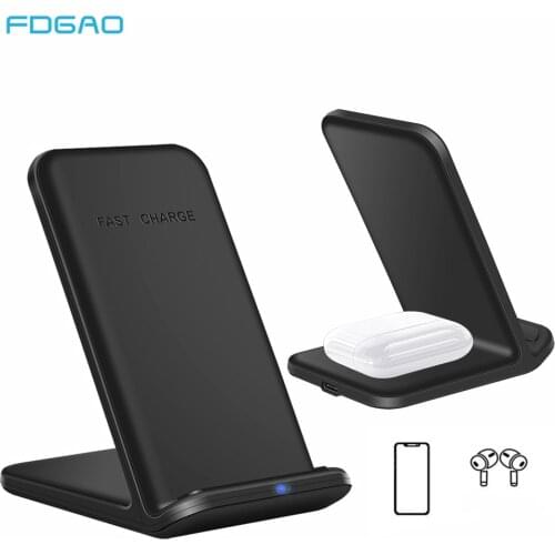 2 in 1 Wireless Charger Phone Stand For Airpods Pro Dual 15W Qi Fast Charging Dock Holder for iPhone 11 XS XR 8 Samsung S20 S10