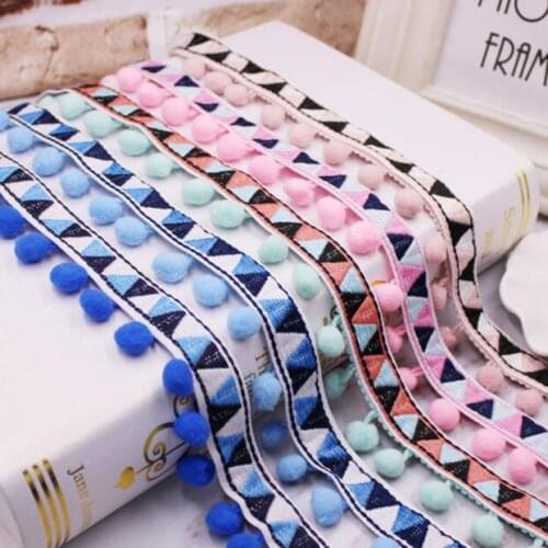 20yards/lot Pom Pom Lace Trim Ball Ribbon Pompom Fringe Ribbon Sewing Lace Knitted Fabric Handmade Craft Accessories