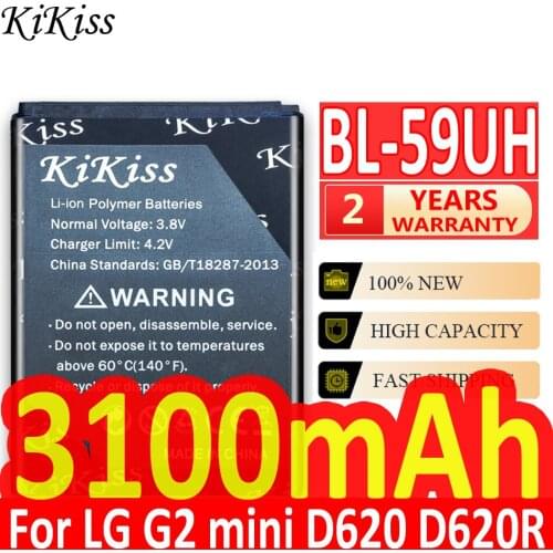3100mAh High Capacity Battery For LG G2 mini G2mini D618 D620 D620R D620K D410 D315 F70 Bateria BL-59UH BL59UH