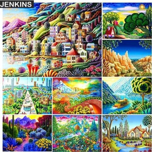 5D DIY Diamond Painting Landscape Scenery Cross Stitch Kit Full Square/Round Rhinestone Embroidery Mosaic Home Decoration Gift J
