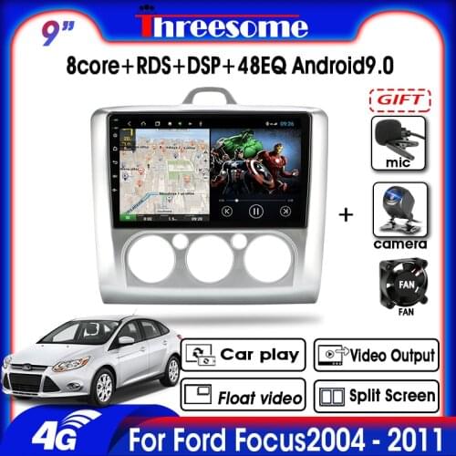 9"Android 9.0 Car Radio T3L 2DIN For Ford Focus 2 3 Exi MT AT Mk2/Mk3 2004-2011 GPS Navigation DSP Floating window Split Screen