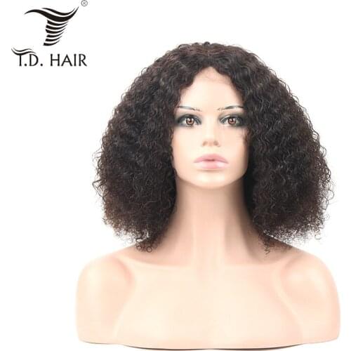 Brazilian Kinky Curly 4x4 Lace Frontal Wigs with Baby Hair 130% 150% 180% Density Curly Human Hair Wig With Pre plucked Hair