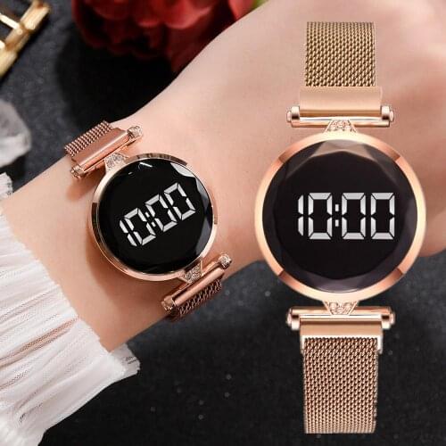 2020 LED Rose Gold Magnet Quartz Electronic Female Watch Fashion Digital Women For Watches Wild Luxury Ladies Clocks Gift Reloj