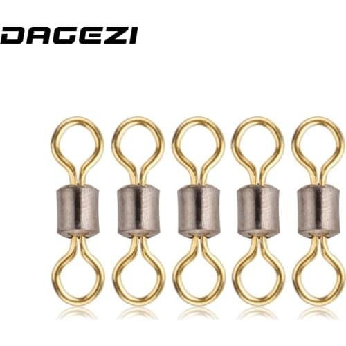 DAGEZI 100pcs/lot fishing Connector copper swivel color 8 word Ball Bearing Swivel Solid Rings fishing gear fishing accessories