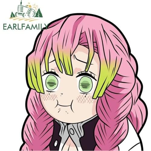 EARLFAMILY 13cm x 12.1cm for Demon Slayer Car Stickers Scratch-Proof Creative Decals Car Accessories Waterproof Trunk Decor