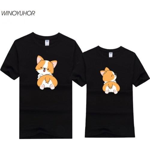 Shiba Inu Couples Funny Cartoon Print T Shirt 2020 New Summer Casual Short Sleeve T-Shirt Unisex Husband Wife Gift Tee Shirt