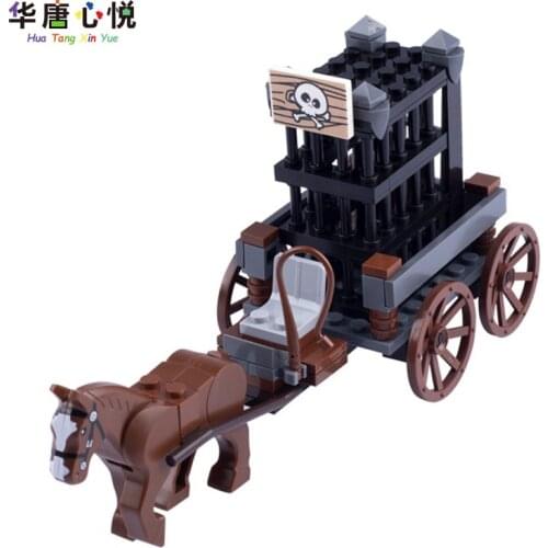 MOC City Prison Car Model Toys Assembly Compatible Educational Building Blocks Horse Suitable for Children Carriage Gifts Cities