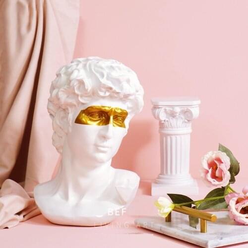 Nordic Style Gypsum Head David Art Sculpture Michelangelo Buonarroti Figurine Creative Resin Craft Decorations For Home R4689