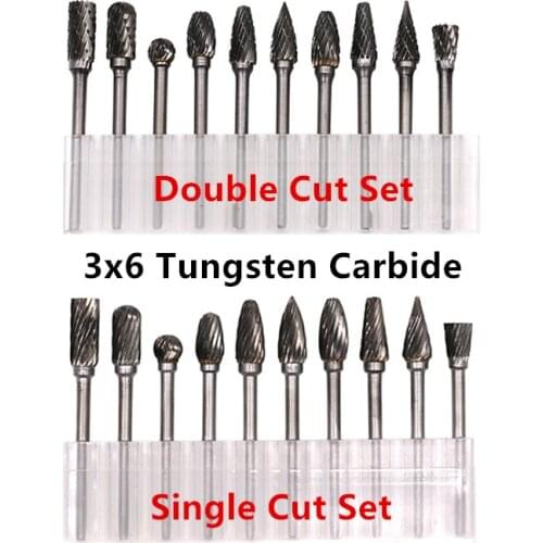 Jrealmer 10pc Assorted 6mm Tungsten Carbide Milling Cutter Rotary Tool Burr Rotary Dremel Tools