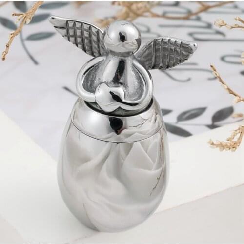 Mini Cremation Urns For Ashes Alloy Metal Memorial Pet Dog Cat Bird Ash Angel Wings Small Urns For Human Ashes Holder