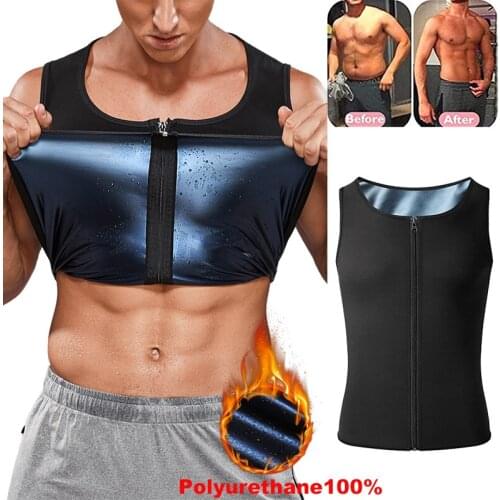 Men Waist Trainer Sauna Vest Sweat Body Shaper Slimming Polymer Weight Loss Zipper Tank Top Premium Workout Compression Shirt