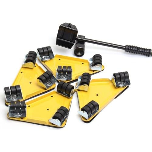 5 Pcs/Set Furniture Mover Set Furniture Mover Tool Transport Lifter Heavy Stuffs Moving Wheel Roller Bar Hand Tools